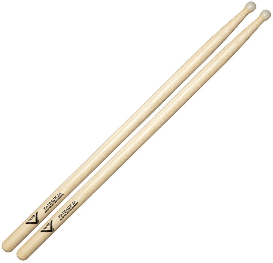 VATER Hickory - Fatback 3A - Nylon Tip Drum Sticks - VH3AN