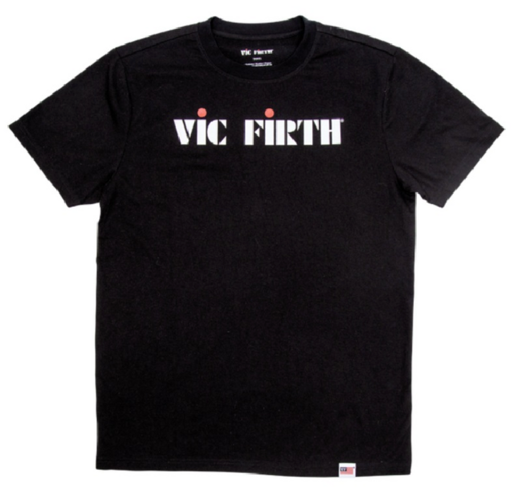Vic Firth Black T-Shirt White Logo