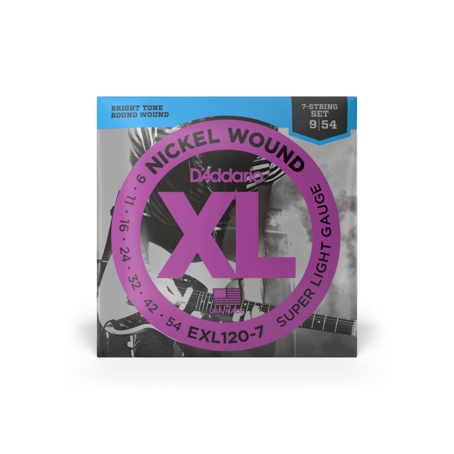 D’Addario 09-54 Super Light 7-String, XL Nickel Electric Guitar Strings