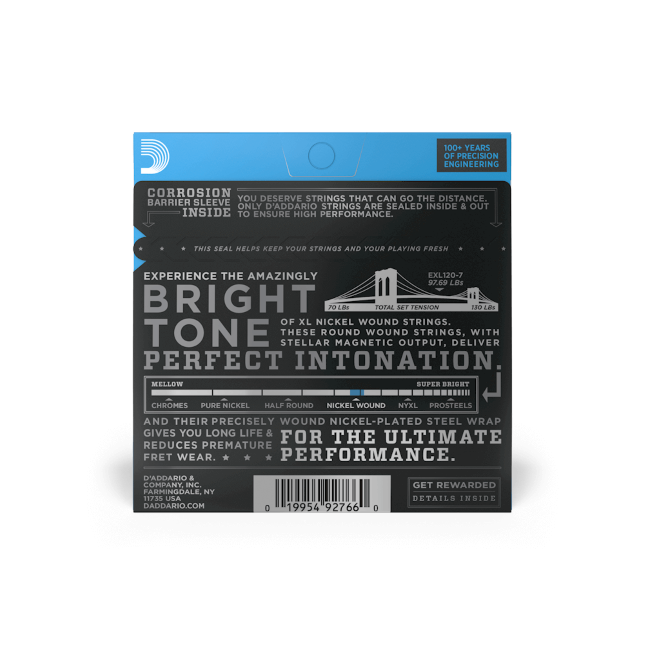 D’Addario 09-54 Super Light 7-String, XL Nickel Electric Guitar Strings