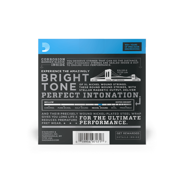 D’Addario 09-65 Super Light 8-String, XL Nickel Electric Guitar Strings