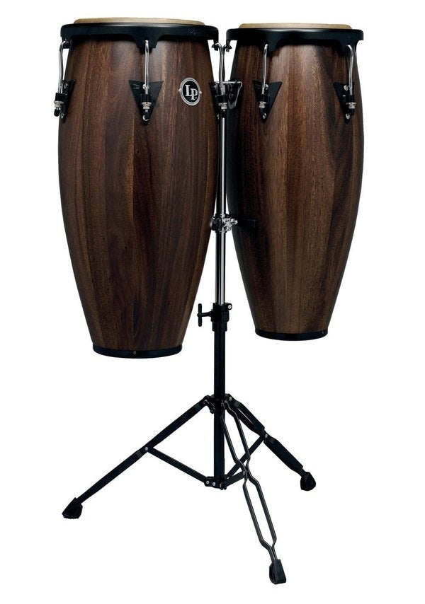 Latin Percussion Aspire LPA647-SW Wood 11'' & 12'' Walnut Conga Set with Double Stand