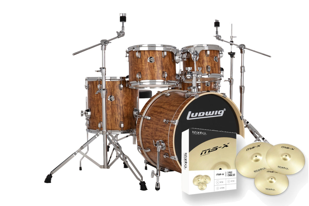 Ludwig Evolution 20" Fusion Drum Kit (Cherry) Including Cymbals LE520010DIR