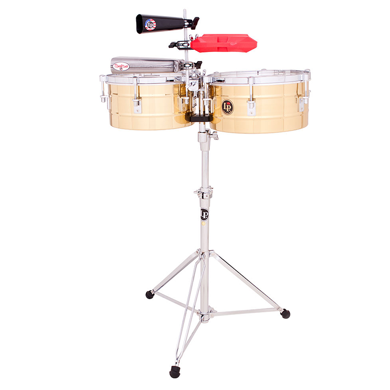 This is a picture of a LP Tito Puente Timbales 13'' & 14'' Solid Brass