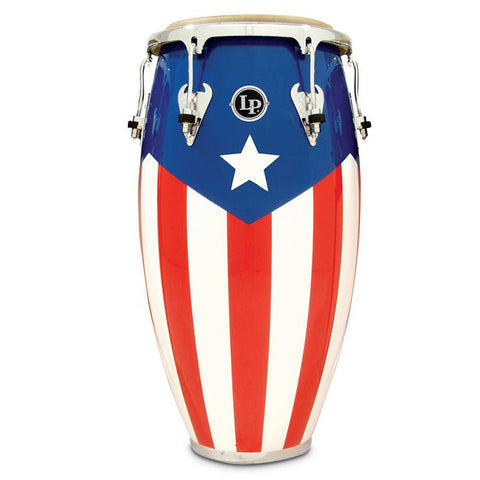 This is a picture of a LP Matador Wood 12 1/2'' Tumba PR Flag Chrome Hardware