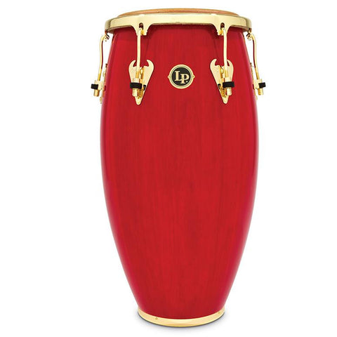 This is a picture of a LP Matador Wood 12 1/2'' Tumba Red Gold Hardware