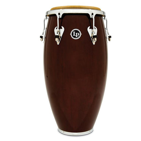 This is a picture of a LP Matador Wood 11'' Quinto Dark Brown Chrome Hardware
