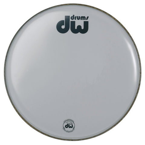 DW AA Smooth White Bass Drum Head with Logo