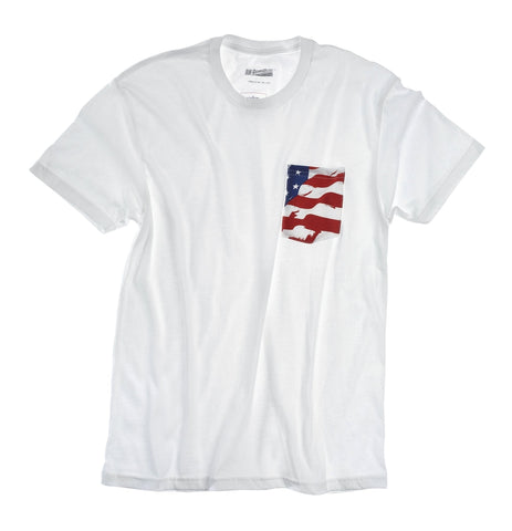 DW White American Flag Pocket T-Shirt XXL