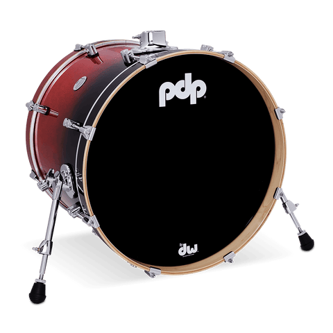 PDP By DW Concept Maple 18x16 Bass Drum (Black to Red Sparkle Fade)