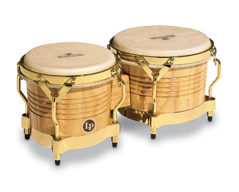 LP Matador M201-AW Natural Wood Bongos with Gold Hardware