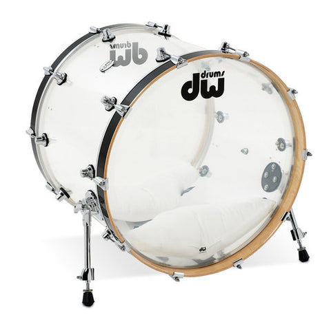 DW Design Series 22"x18" Acrylic Bass Drum In Clear