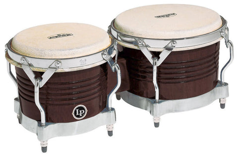 LP Matador M201 Wood Dark Brown Bongos with Chrome Hardware