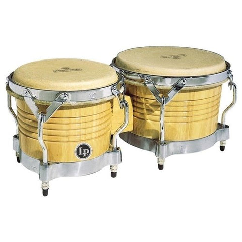 LP Matador M201-AWC Wood Bongos Natural with Chrome Hardware