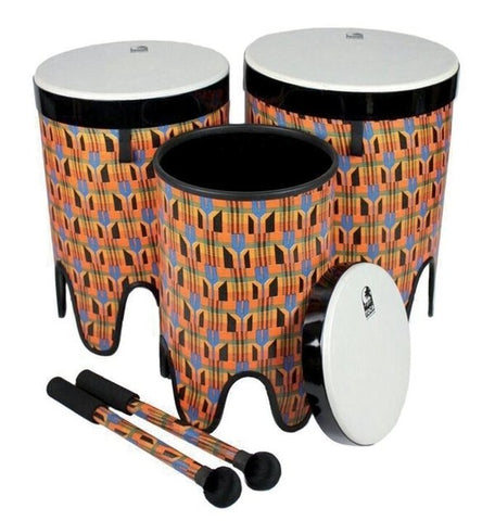 Toca Freestyle II Set of 3 Nesting Drums Tom Tom Kente Cloth TF2NT-3PCK