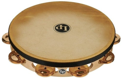Latin Percussion LP383-BZ Single Row row 10" Tambourine With Head (Bronze Jingles)