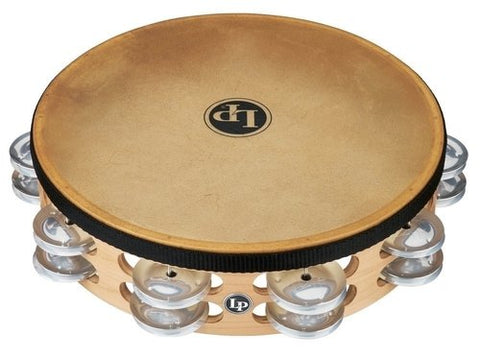 Latin Percussion LP384-AL Double Row row 10" Tambourine With Head (Aluninium Jingles)