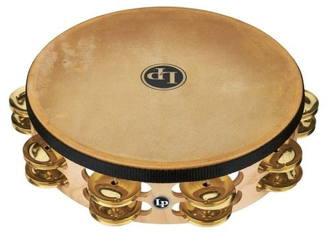 Latin Percussion LP384-BR Double Row row 10" Tambourine With Head (Brass Jingles)