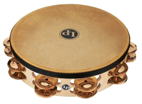 Latin Percussion LP384-BZ Double Row row 10" Tambourine With Head (Bronze Jingles)