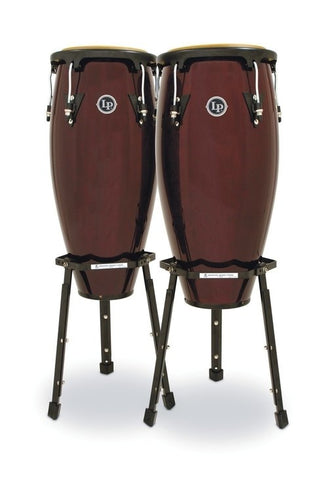 Latin Percussion LPA647B-SW Matt Walnut Aspire Wood Conga Set 11'' & 12'' with Basket Stands