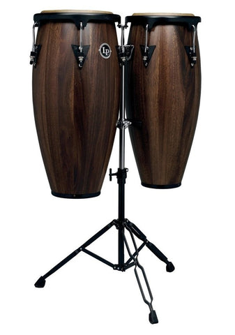 LP  LPA646-DW Aspire Wood 10'' & 11'' Dark Wood Conga Set with Double Stand
