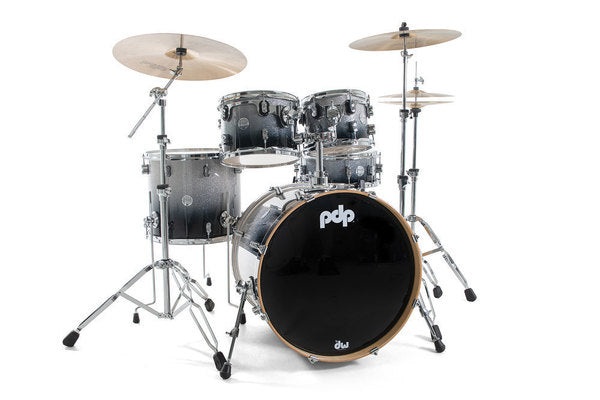 PDP by DW Concept Maple CM5 22" Rock Drum Kit Inc Hardware Silver to Black Fade