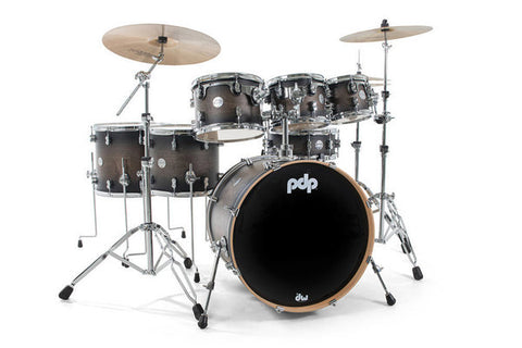 PDP by DW Concept Maple CM7 Drum Kit Inc Hardware in Satin Charcoal Burst