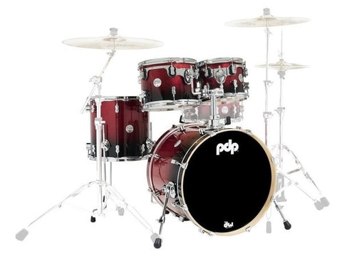PDP by DW Concept CM4 Maple Piece Drum Kit (Red to Black fade) Shells only