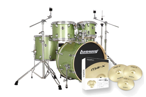 Ludwig Evolution 20" Fusion Drum Kit (Mint) Including Cymbals LE520018DIR pool