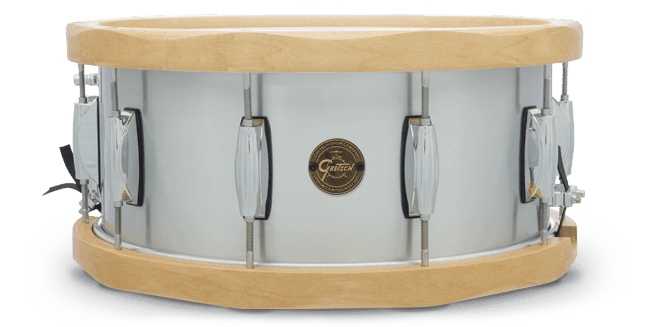 This is a picture of a GRETSCH Full Range Snare Drum 14" x 6.5" Aluminum 13-Ply Hoops