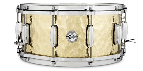 This is a picture of a GRETSCH Full Range Snare Drum 14" x 6.5" Hammered Brass