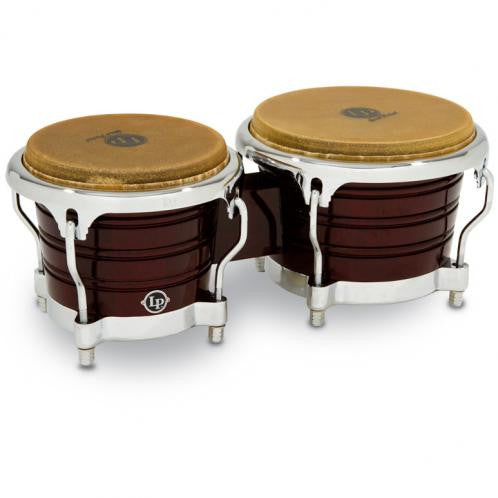 This is a picture of a LP Generation II Wood Bongos Dark Wood Chrome Hardware