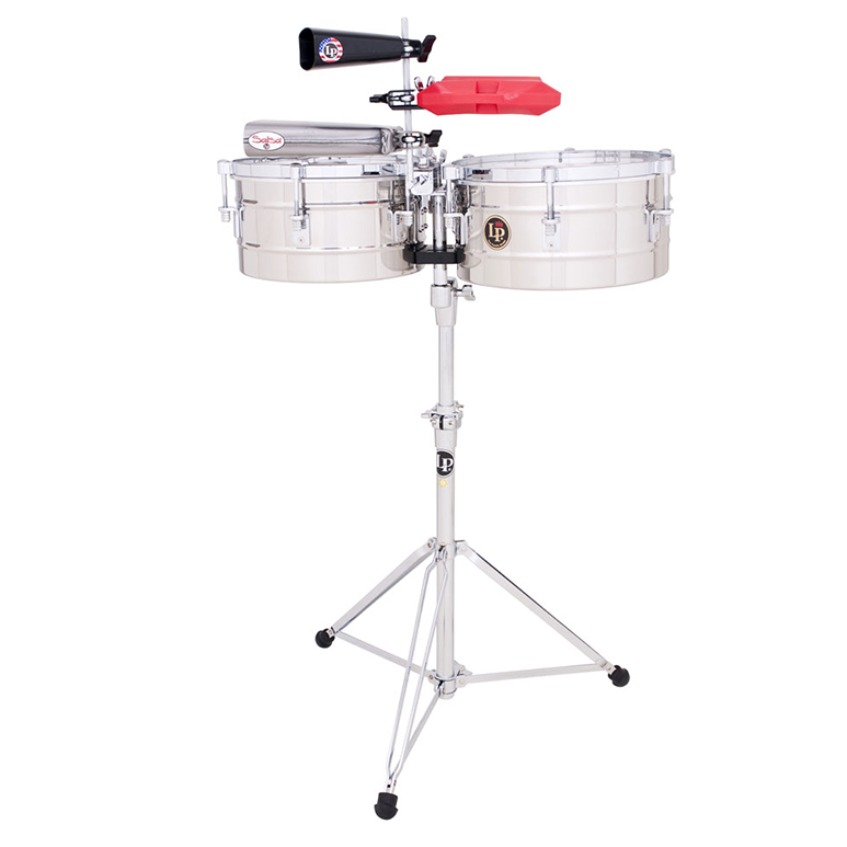 This is a picture of a LP Tito Puente Timbales 13'' & 14'' Stainless Steel
