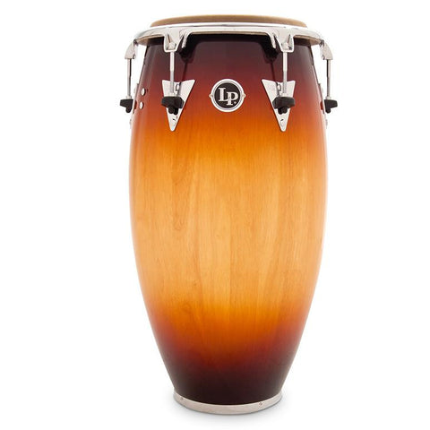 This is a picture of a LP Classic Wood Top Tuning 11 3/4'' Conga  Vintage Sunburst Chrome Hardware