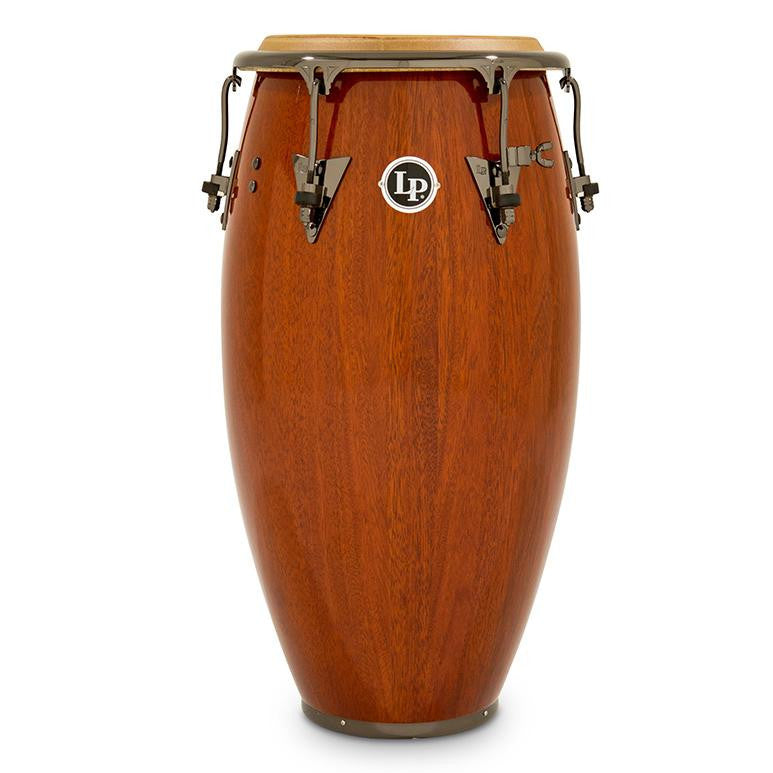 This is a picture of a LP Classic Durian Wood 11 3/4'' Conga  Natural Durian Black Nickel