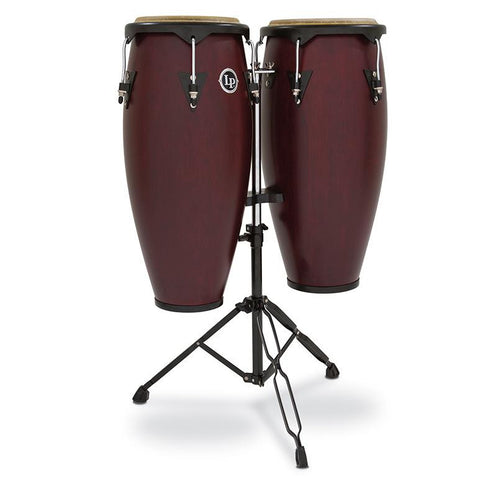 This is a picture of a LP City Wood Conga Set 11'' & 12'' Dark Wood