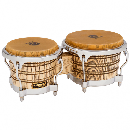 This is a picture of a LP Giovanni Galaxy Wood Bongos Chrome Hardware