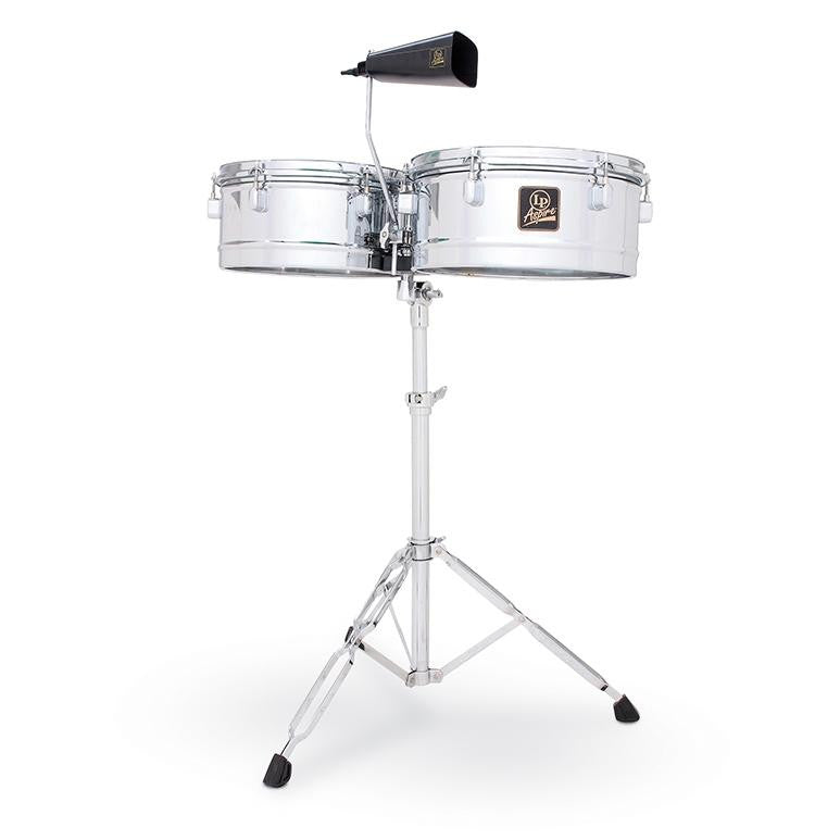 This is a picture of a LP Aspire Timbales 13'' & 14'' Chrome