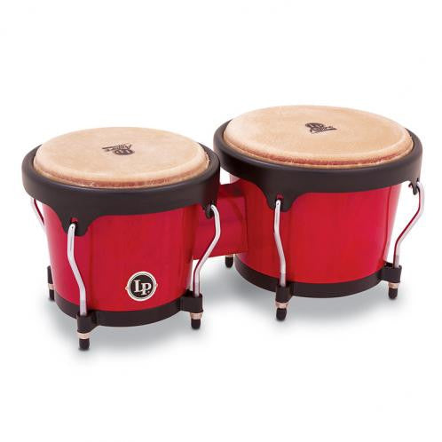 This is a picture of a LP Aspire Wood Bongos Red Wood