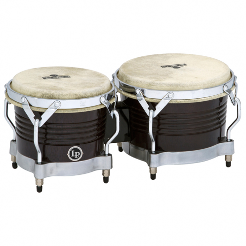 This is a picture of a LP Matador Wood Bongos Black Chrome Hardware