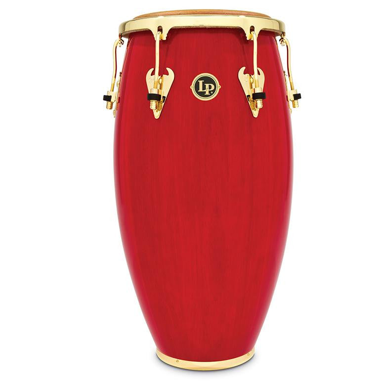 This is a picture of a LP Matador Wood 11'' Quinto Red Gold Hardware