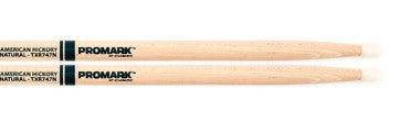 This is a picture of a ProMark TXR747 Hickory 747 "The Natural" Nylon Tip Drum Sticks