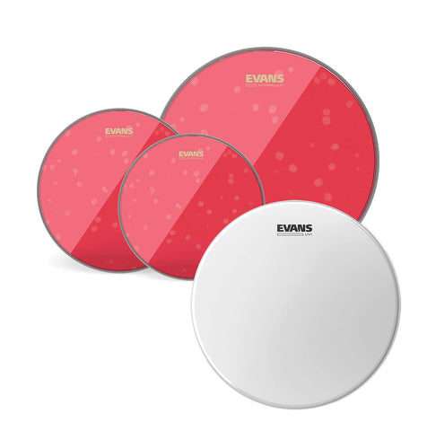 Evans Hydraulic Red Fusion Pack (10", 12", 14") with 14" UV1 Coated Snare Batter EPP-HRUV1-F