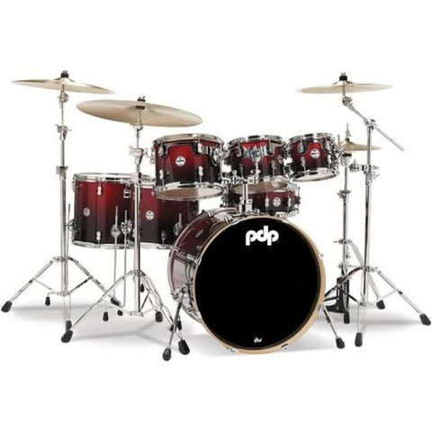 PDP by DW Concept Maple CM7 Drum Kit Inc Hardware in Red to Black Fade