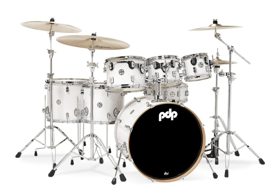 PDP by DW Concept Maple CM7 Drum Kit Inc Hardware in Pearlescent white